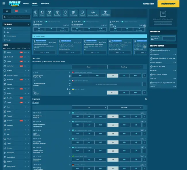 Benutzerfreundliches Design bei Nalu Sportwetten